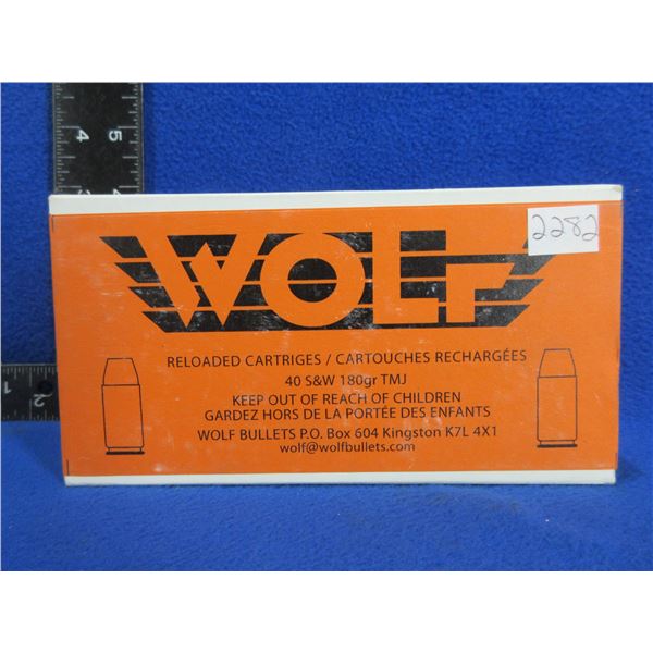 40 S&W 180gr TMJ Wolf Factory Reloads - Sealed Box of 50