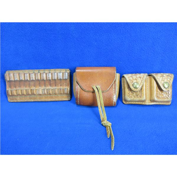 2 Leather Pouches and Leather Cartridge Holder