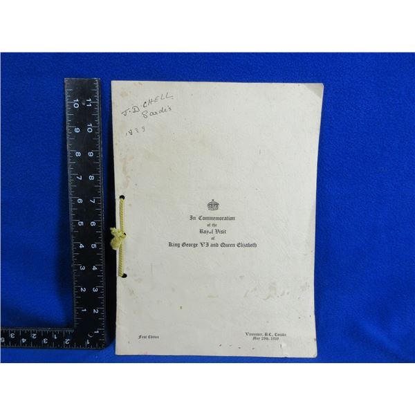 Canadian Royal Visit 1939 Program