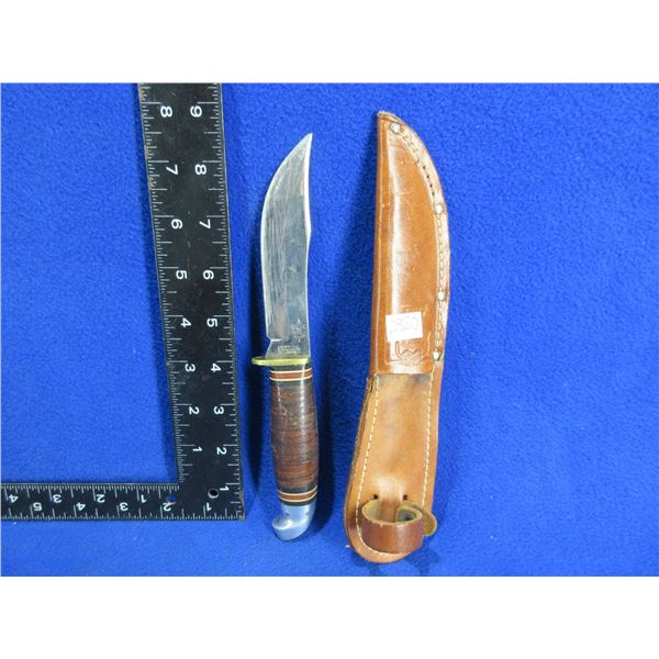 Fixed Blade Knife with Original Leather Sheath - 4" Blade
