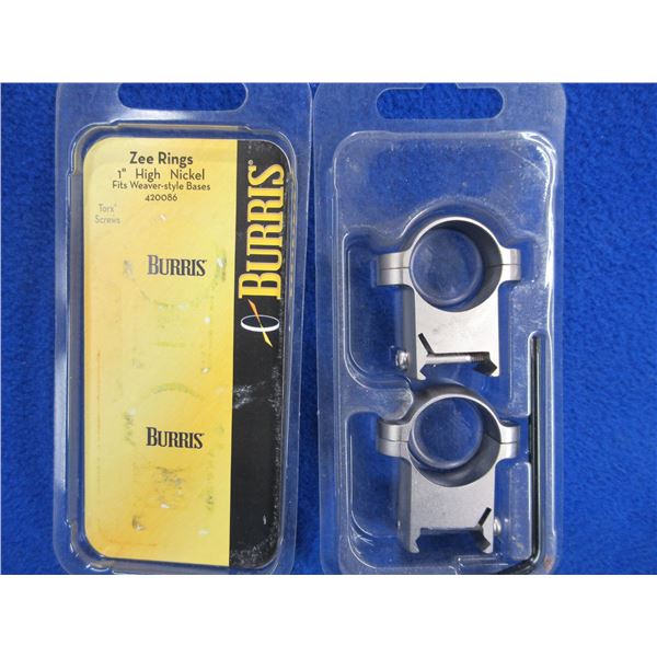 NEW - Burris 1" High Zee Rings Fits Weaver Style Bases