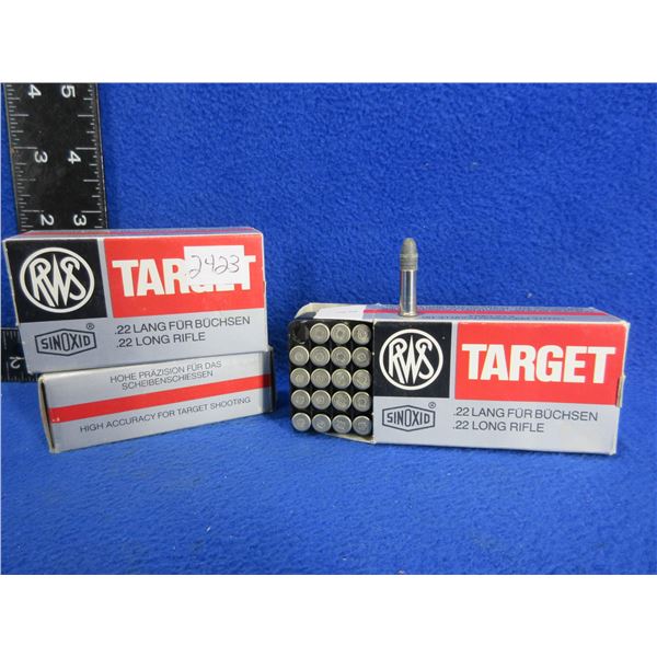 22 LR Target RWS Cartridges - 2 Boxes of 50, Box of 22