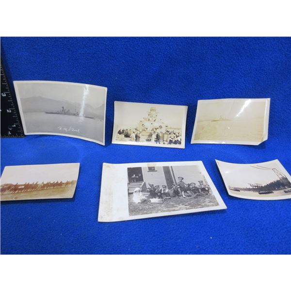6 Vintage Photographs - H.M.S. Hood, Lions Gate Bridge