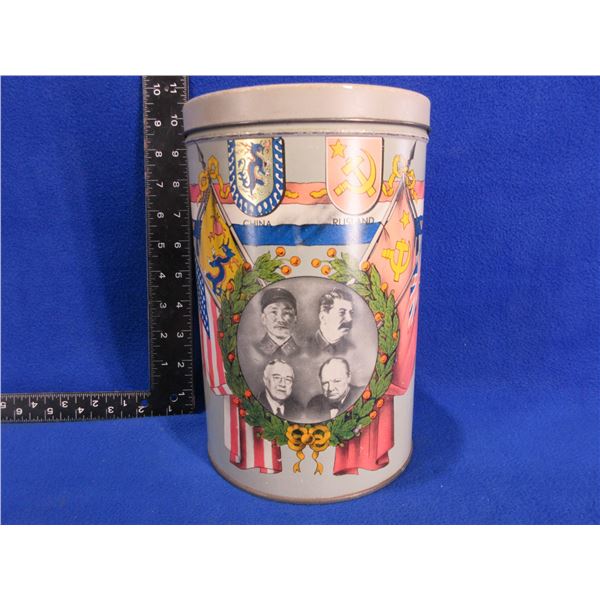 Vintage Large Lithgraphed Biscuit Tin - WWII 1939 - 1945
