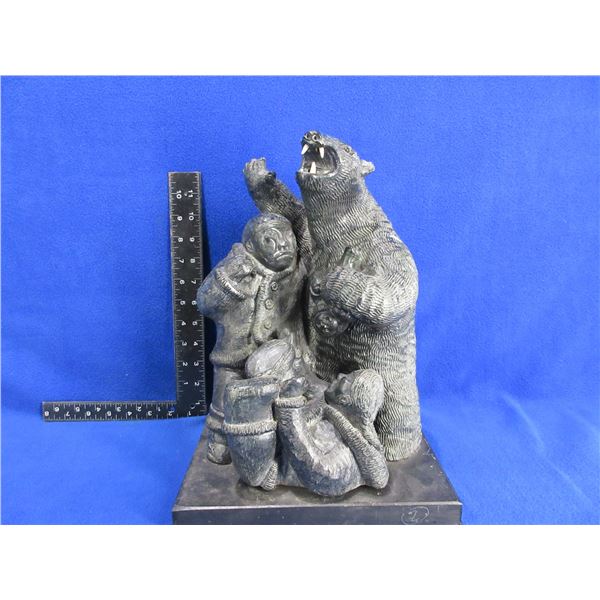 Polar Bear and Inuit Statue - Appears to be Soapstone