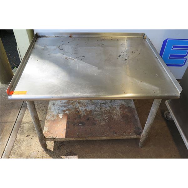 Metal Work Table w/ Undershelf & Raised Edges 36"x30"x28"H