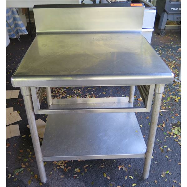 Metal Work Table w/ Undershelf & Raised Edges 32"x28"x34"H