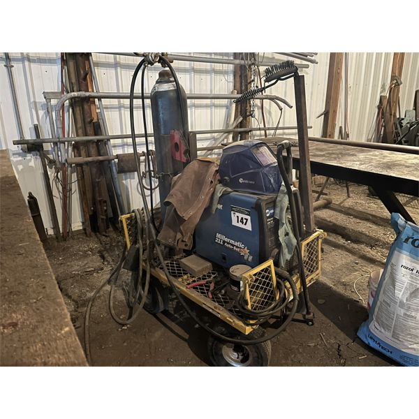 Mig Welder & Cart, Miller 211, Helmet & Jacket, Bottle not included