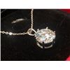 Image 2 : GRA CERTIFIED 5.00 CARAT ROUND MOISSANITE VVS D SOLITAIRE SET IN A 6 PRONG PENDANT MADE OF STERLING