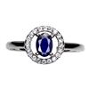 Image 1 : BRAND NEW BLUE SAPPHIRE 6 x 4 mm OVAL CUT 925 STERLING SILVER RING 14K WHITE GOLD PLATED â€“ Size 8