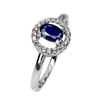 Image 2 : BRAND NEW BLUE SAPPHIRE 6 x 4 mm OVAL CUT 925 STERLING SILVER RING 14K WHITE GOLD PLATED â€“ Size 8