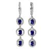 Image 1 : BRAND NEW BLUE SAPPHIRE 6 x 4 mm OVAL CUT 925 STERLING SILVER EARRINGS 14K WHITE GOLD PLATED - Appra