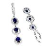 Image 3 : BRAND NEW BLUE SAPPHIRE 6 x 4 mm OVAL CUT 925 STERLING SILVER EARRINGS 14K WHITE GOLD PLATED - Appra