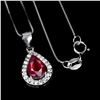 Image 2 : NEW PEAR CUT RUBY NECKLACE 925 STERLING SILVER 14K WHITE GOLD PLATED - Appraisal  Replacement Value