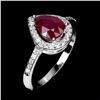 Image 2 : PEAR CUT RUBY RING 925 STERLING SILVER 14K WHITE GOLD PLATED â€“ Size 7 - Appraisal Replacement Valu