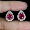 Image 2 : NEW PEAR CUT RUBY EARRINGS  925 STERLING SILVER 14K WHITE GOLD PLATED - Appraisal Replacement Value