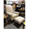 Image 2 : Cream wing chair w/ matching foot stool