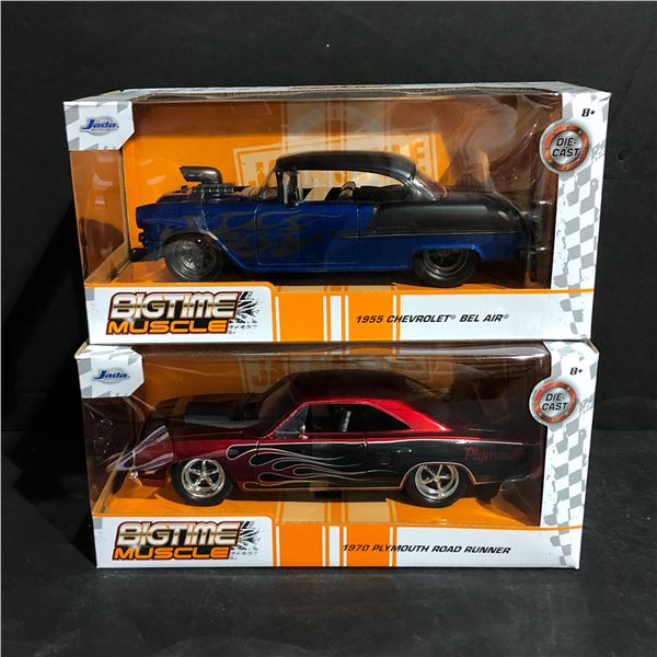 2pc Jada Bigtime Muscle die-cast - 1955 Chevrolet Bel Air & 1970 Plymouth Road Runner