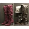 Image 1 : 2 pairs of assorted knee-high high heel shoes - sizes Brown Leather 4" medium heel EU 41 & Elyssa Wi