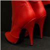 Image 2 : Pair of knee-high high heel shoes - Red moto leather 5" heel TLSB US 10