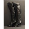 Image 1 : Pair of knee-high high heel shoes - Sergio Ross Vero Cuoio Black leather US 10