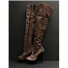 Image 1 : Pair of knee-high high heel shoes - Leopard Suede 6" heel US 10