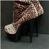 Image 2 : Pair of knee-high high heel shoes - Leopard Suede 6" heel US 10