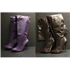 Image 1 : 2 pairs of assorted high heel shoes - sizes Brown leather US 10 & Purple leather US 14