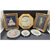 Image 1 : Group of assorted vintage needlepoint embroidery - approx. 5 pcs of needlepoint & 1 wall clock