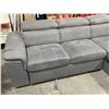 Image 2 : Grey sectional w/ottoman & glass coffee table - sectional (approx. 8ft x 5 1/2ft)