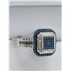 Image 2 : GENUINE NATURAL BLUE AND WHITE DIAMONDS RHODIUM PLATED RING – Size 7.25 - Appraisal Replacement Valu