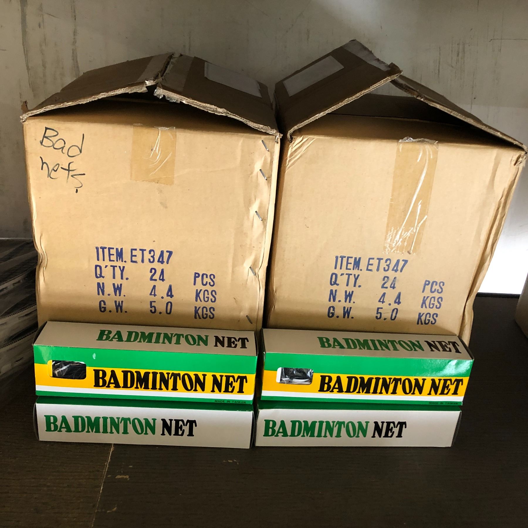 Box Netsss 2 boxes full of new badminton nets (approx. 24pcs in each box)