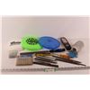 Image 1 : (3) Frisbee's, Files/Rasps, Machine Screws, Light, Rotary File Set