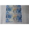 Image 2 : (4) Sequential Uncirculated 2002 Canadian $5 Bills