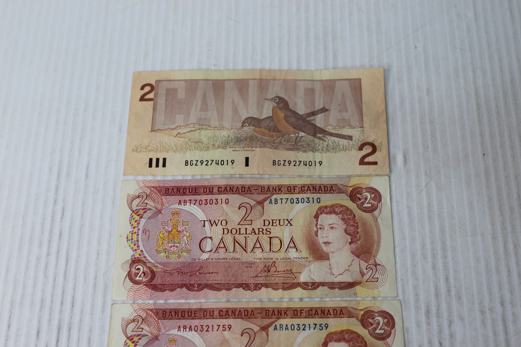 (3) Canadian 2 Dollar Bills - $2 Bills - 1974 and 1986 - Bodnarus ...