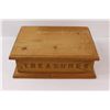 Image 2 : Large Cedar Wedding Box (15x11") w/ "Treasures" Carved on the Front. (For Collection of Wedding Gift