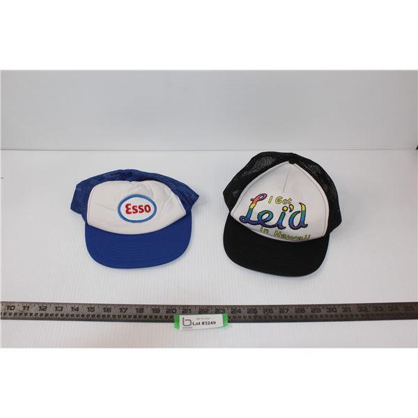 (2) Vintage Snap Back Hats - Esso & "I Got Leie'd in Hawaii - As Seen Condition