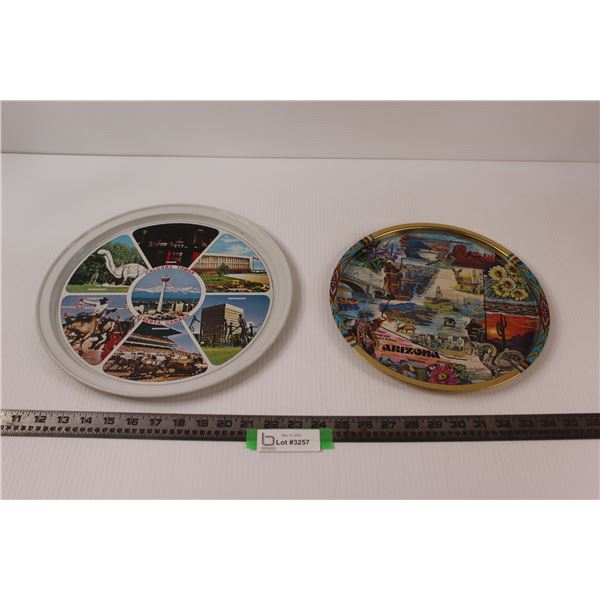 (2) Vintage Souvenir Trays - Calgary & Arizona