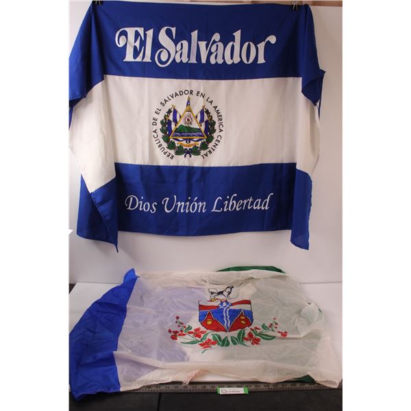 (2) Flags - (1) El Salvador Cheering Flag & (1) Yukon Canada Flag