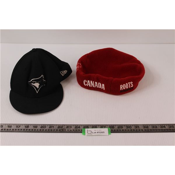 Toronto Blue Jays New Era 59Fifty Ball Cap (Size 6 3/4) & Roots Canada Olympic Hat (Size Med.) - As 