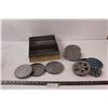 Image 1 : Brumberge Film Storage Box w/ (5) Steel Reel Cases & (2) Reels Inside (Home/Theater Decor.)