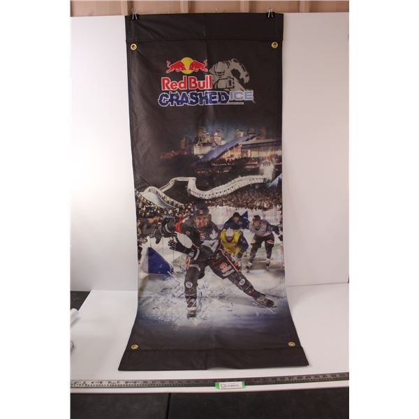 Red Bull "Crashed Ice" Nylon Flag/Banner from Edmonton - 23x59"