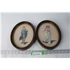 Image 1 : Pair of Vintage Embroidered Pink Lady and Blue Boy Art