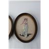 Image 2 : Pair of Vintage Embroidered Pink Lady and Blue Boy Art