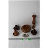 Image 1 : (3) Candle Holders, Wooden Bowl, Ashtray, Foot Massager
