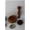 Image 5 : (3) Candle Holders, Wooden Bowl, Ashtray, Foot Massager