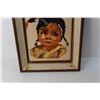 Image 2 : Framed Needle Point Art of Indigenous Girl - 12" x 16"