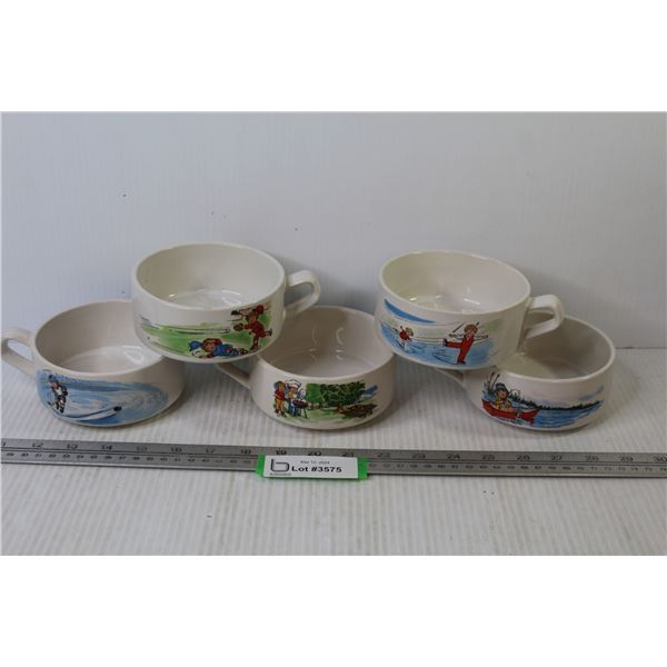(5) Vintage Campbell's Kids Soup Bowls