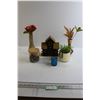 Image 1 : Birdhouse, Jar with Marbles, Artificial Flowers, Misc.