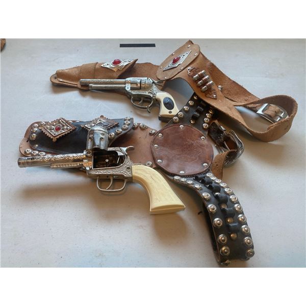 Marshall Capgun And Misc Western Style Capgun With Leather Holsters